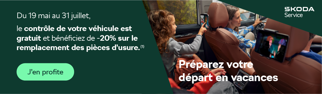 Contrôle Départ en vacances offert avec 20% de remise sur les pièce d'usure détectées !